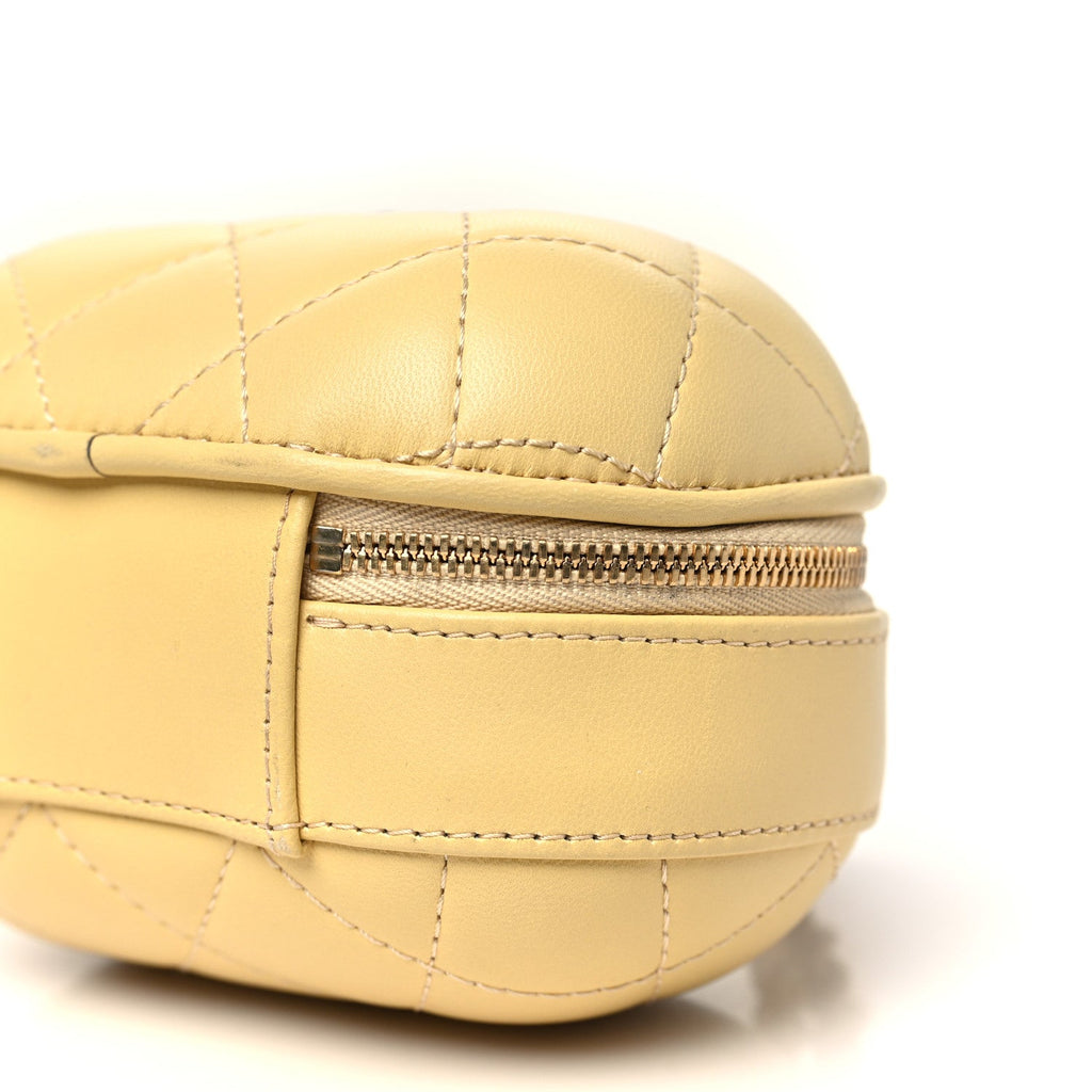 Lambskin Quilted Small CC Bubble Vanity Case With Chain Light Yellow