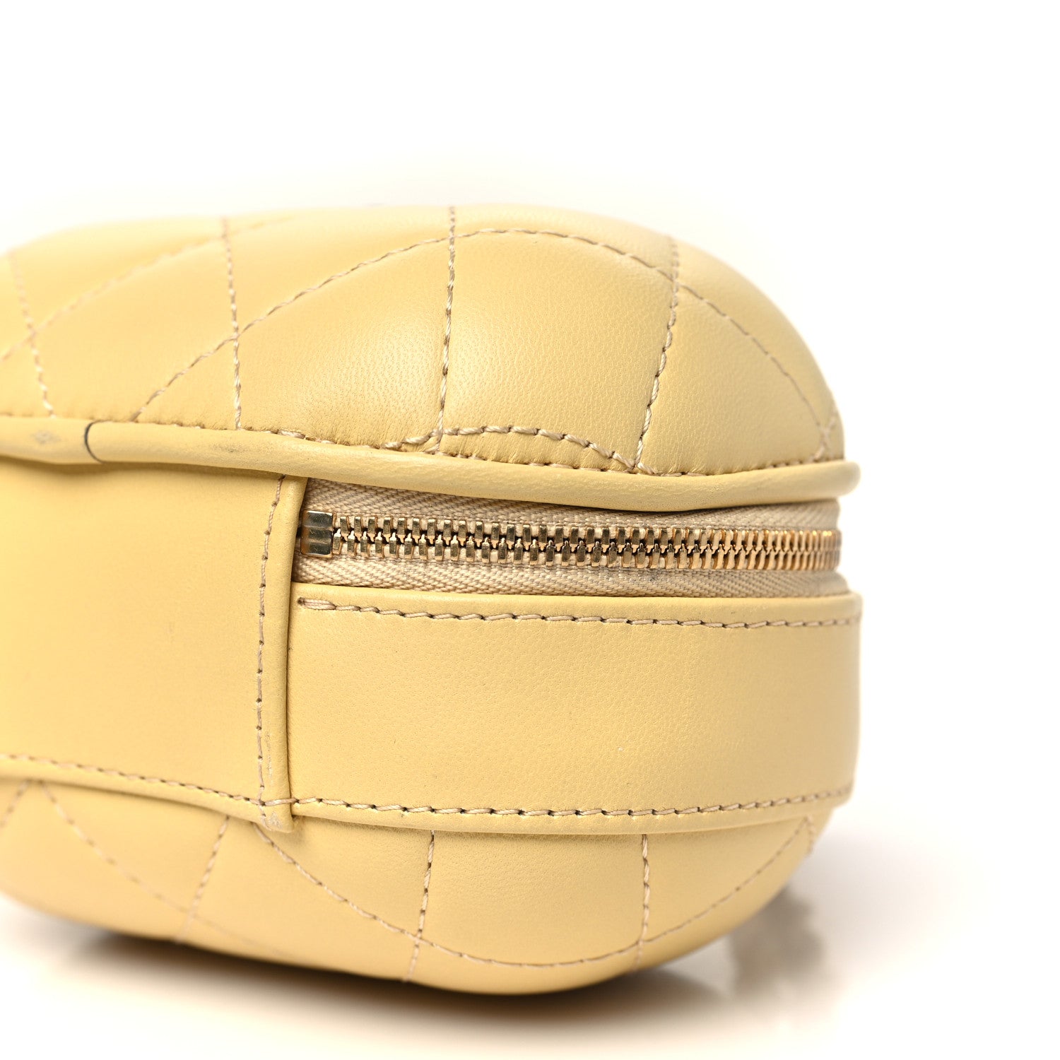 Lambskin Quilted Small CC Bubble Vanity Case With Chain Light Yellow