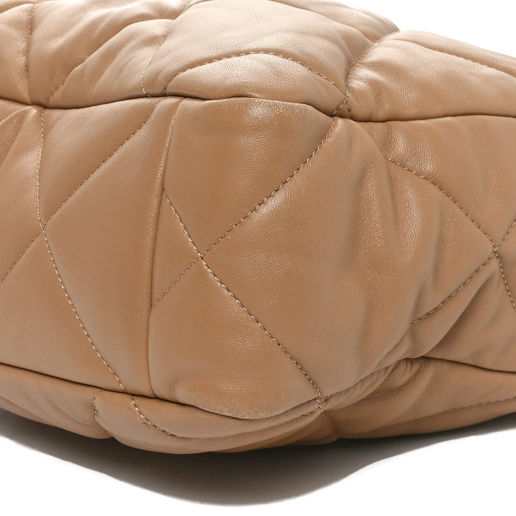 Lambskin Quilted Chanel 19 Shopping Bag Beige