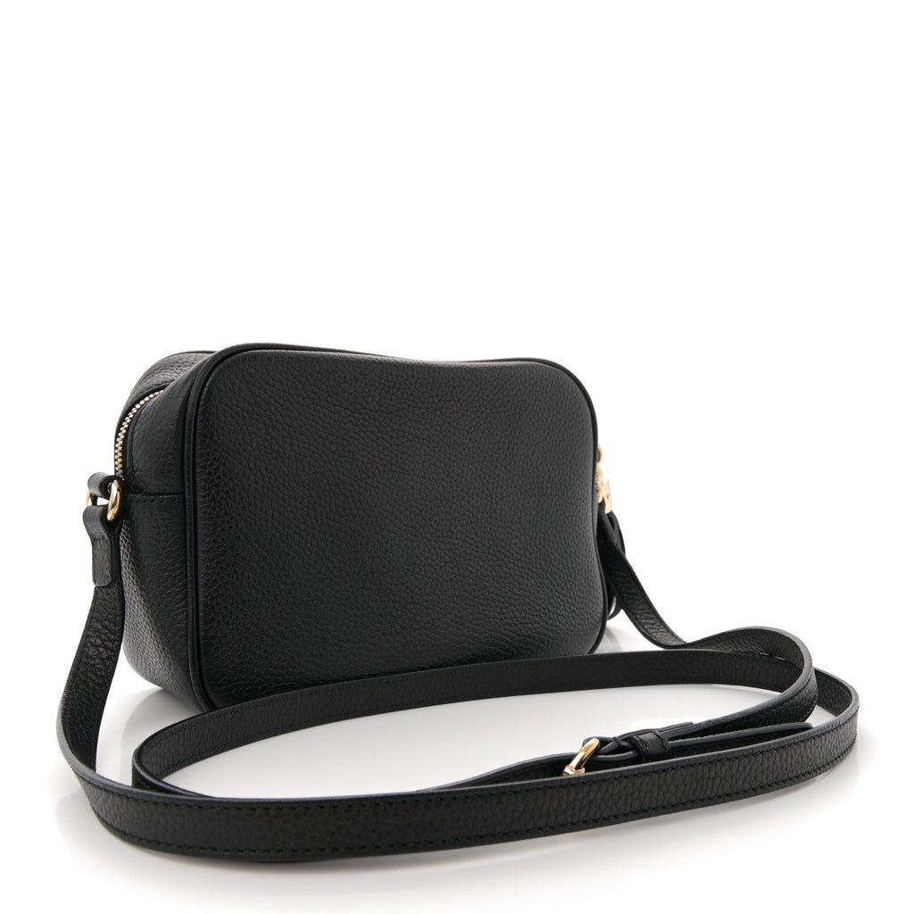 Pebbled Calfskin Small Soho Disco Bag Black