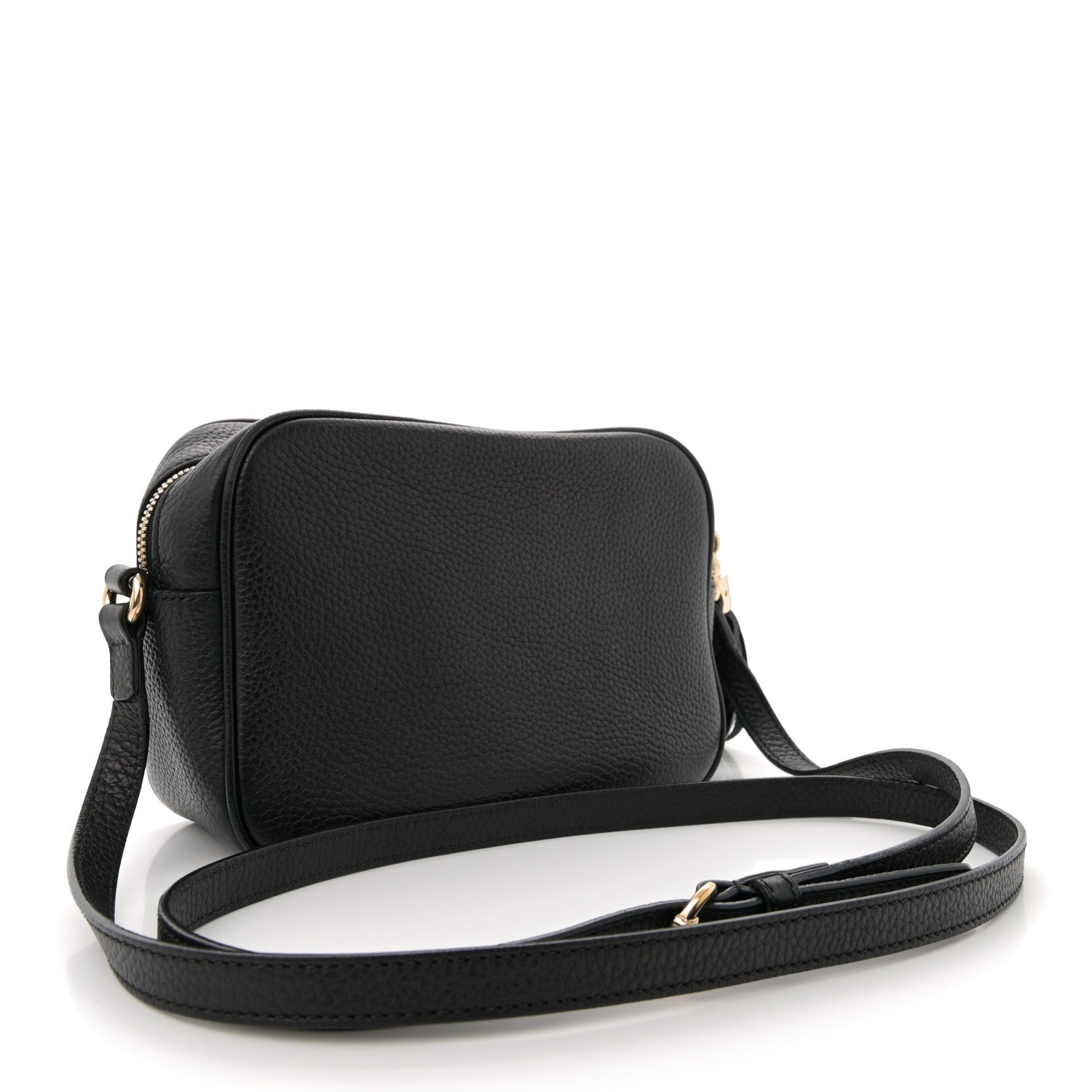 Pebbled Calfskin Small Soho Disco Bag Black