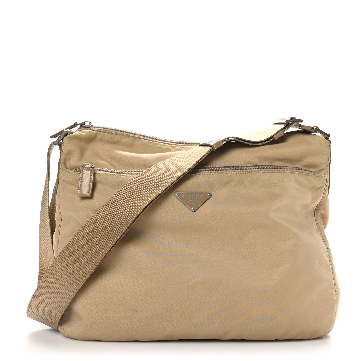 Nylon Tessuto Vela Messenger Bag Beige