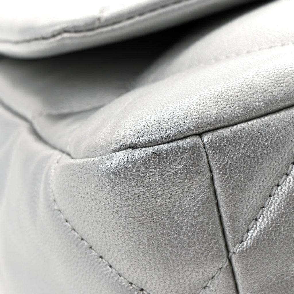 Metallic Lambskin Quilted Medium Chanel 19 Flap Silver