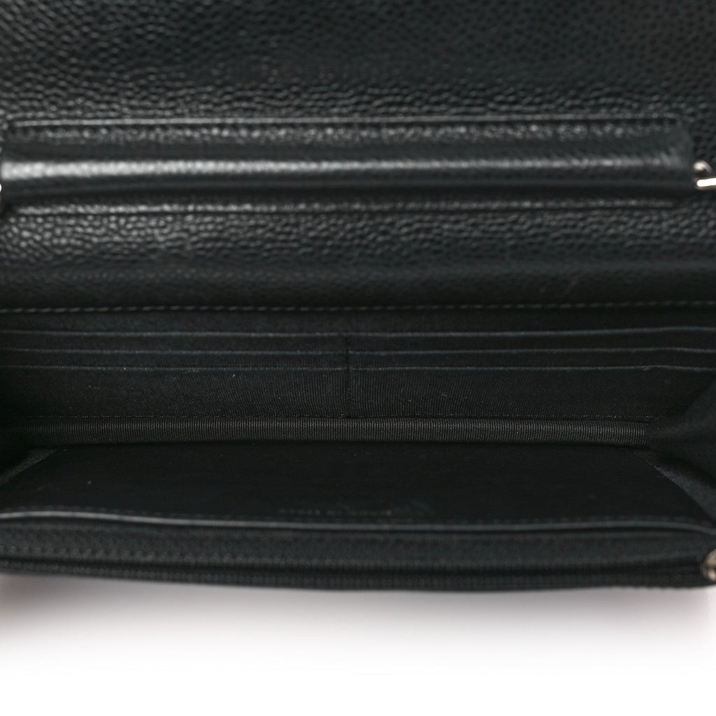 Caviar Quilted Wallet on Chain WOC Black