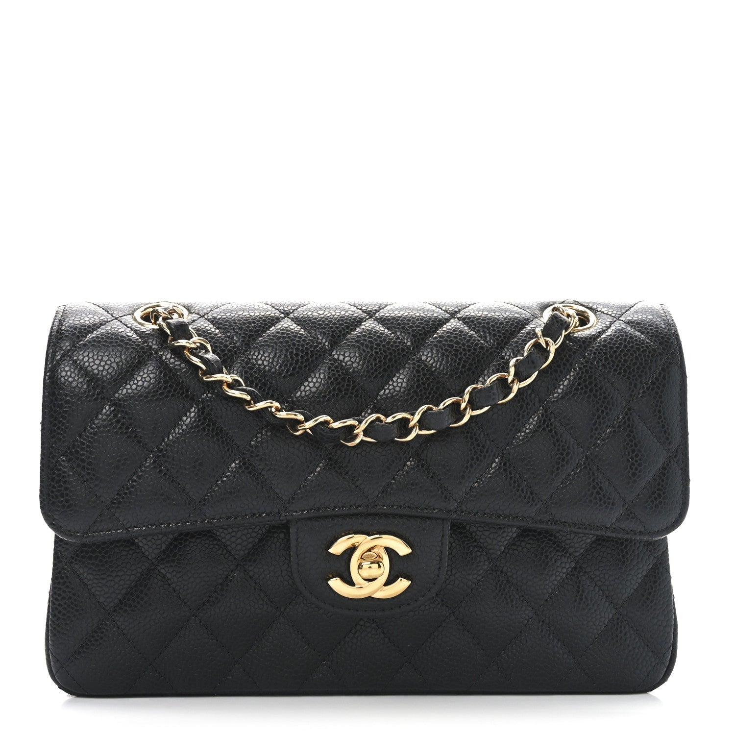 Caviar Quilted Small Double Flap Black