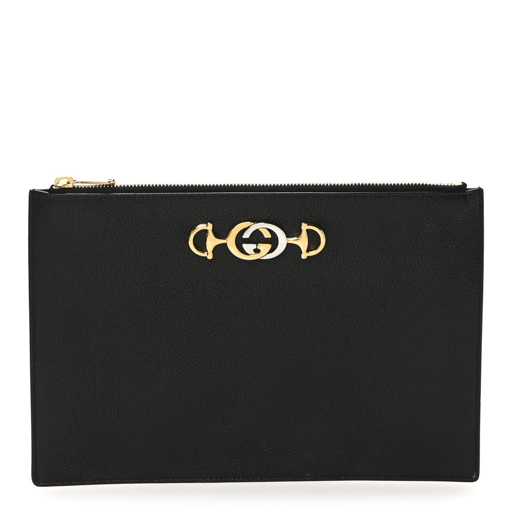 Grainy Calfskin Zumi Pouch Black