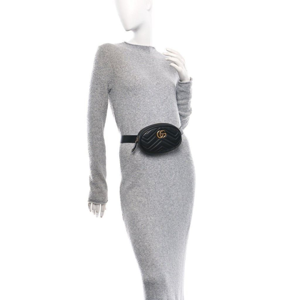 Calfskin Matelasse GG Marmont Belt Bag 95 38 Black