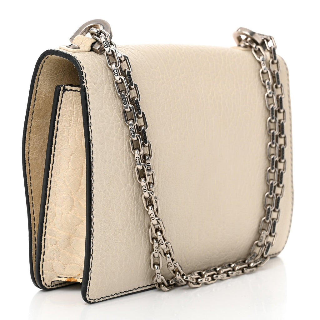 Canyon Grained Lambskin J'Adior Chain Flap Bag Off White