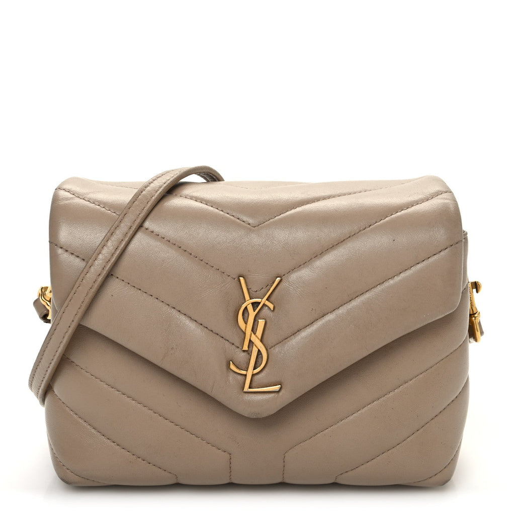 Calfskin Y Quilted Monogram Toy Loulou Crossbody Bag Dark Beige