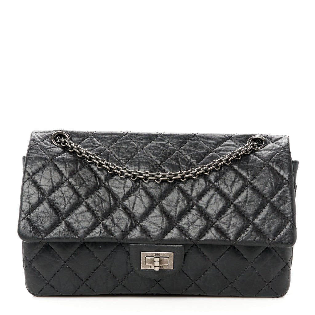 Aged Calfskin Quilted 2.55 Reissue 226 Flap Black