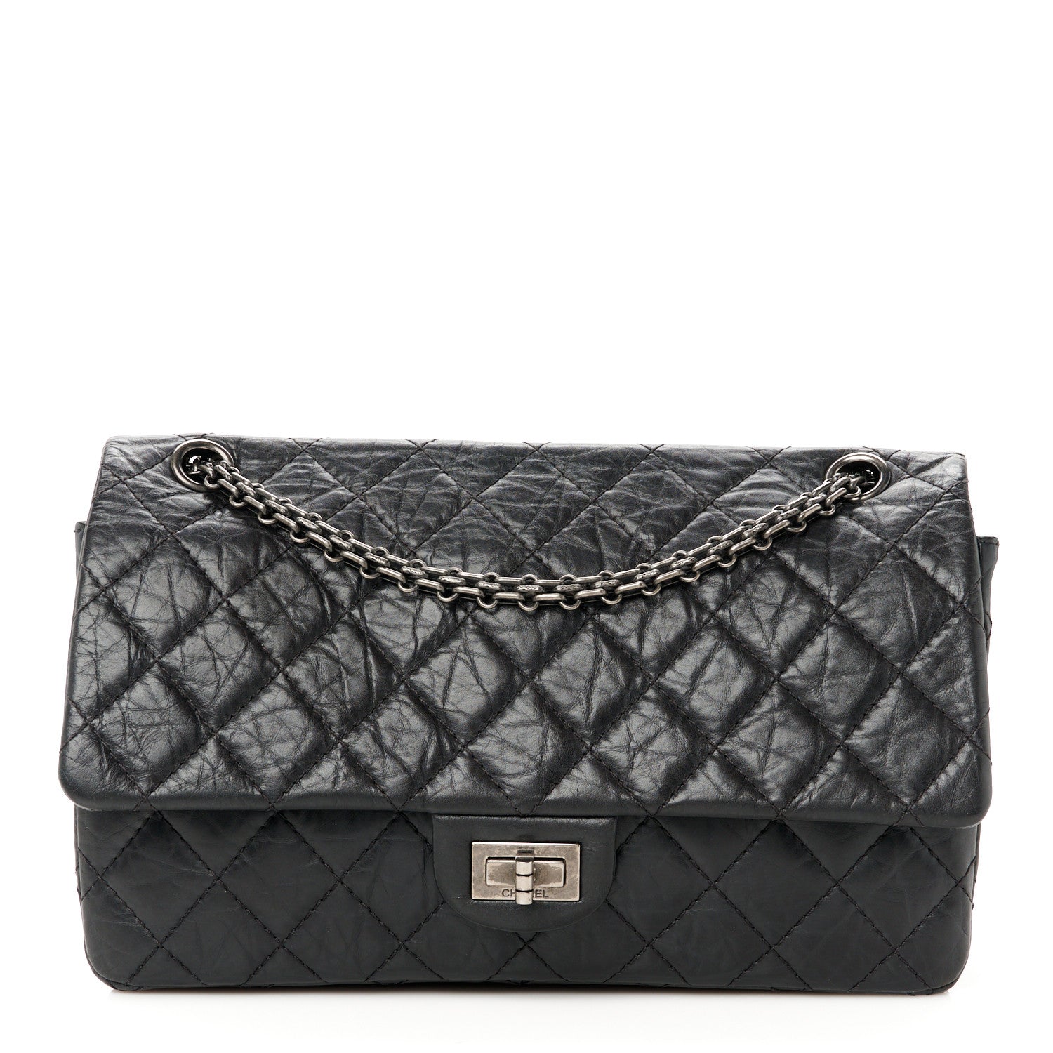 Aged Calfskin Quilted 2.55 Reissue 226 Flap Black