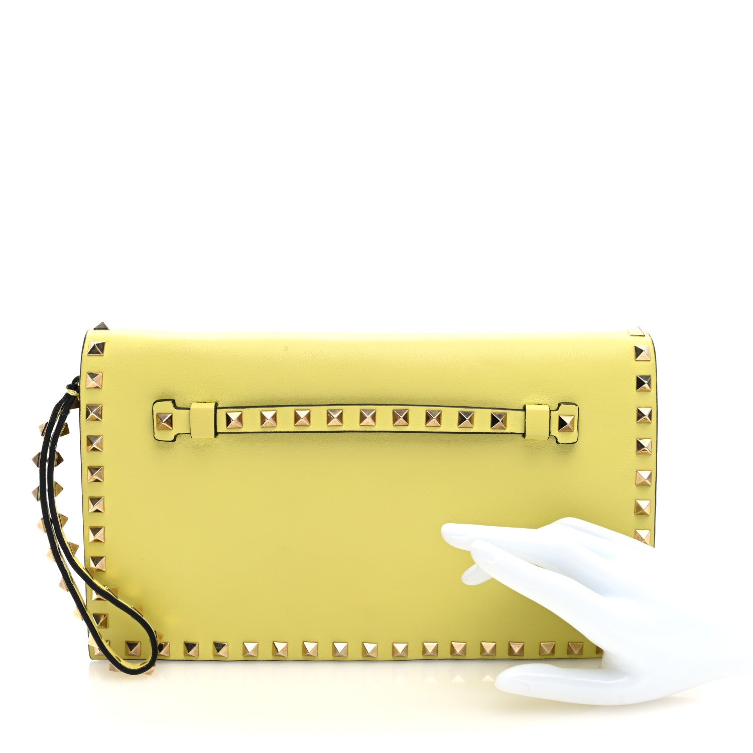 Nappa Rockstud Wristlet Clutch Naples Yellow
