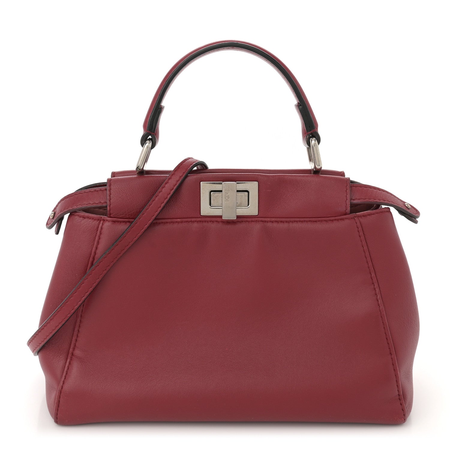 Nappa Elaphe Monster Eyes Mini Peekaboo Iconic Satchel Ruby Bois de Rose Natural