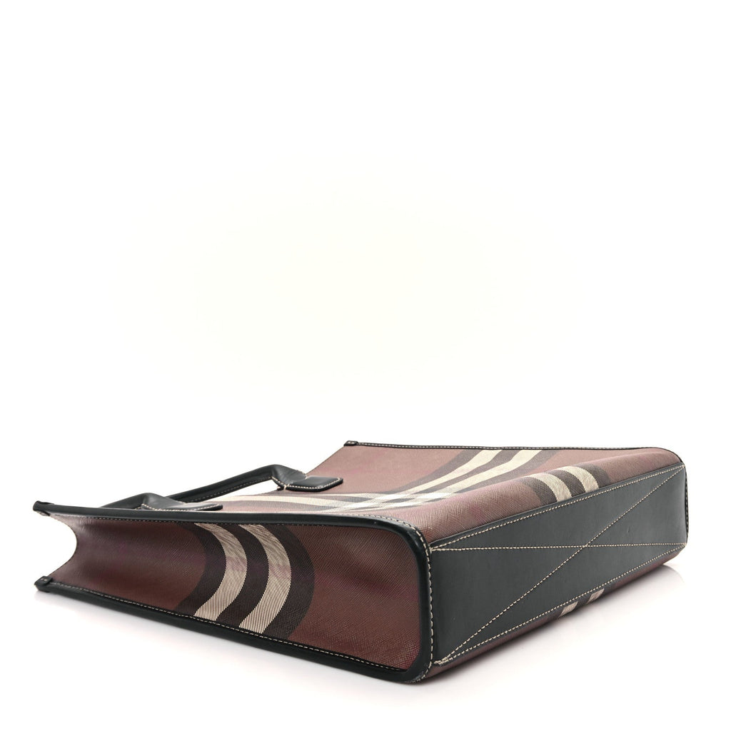 E-Canvas Denny Check Tote Brown