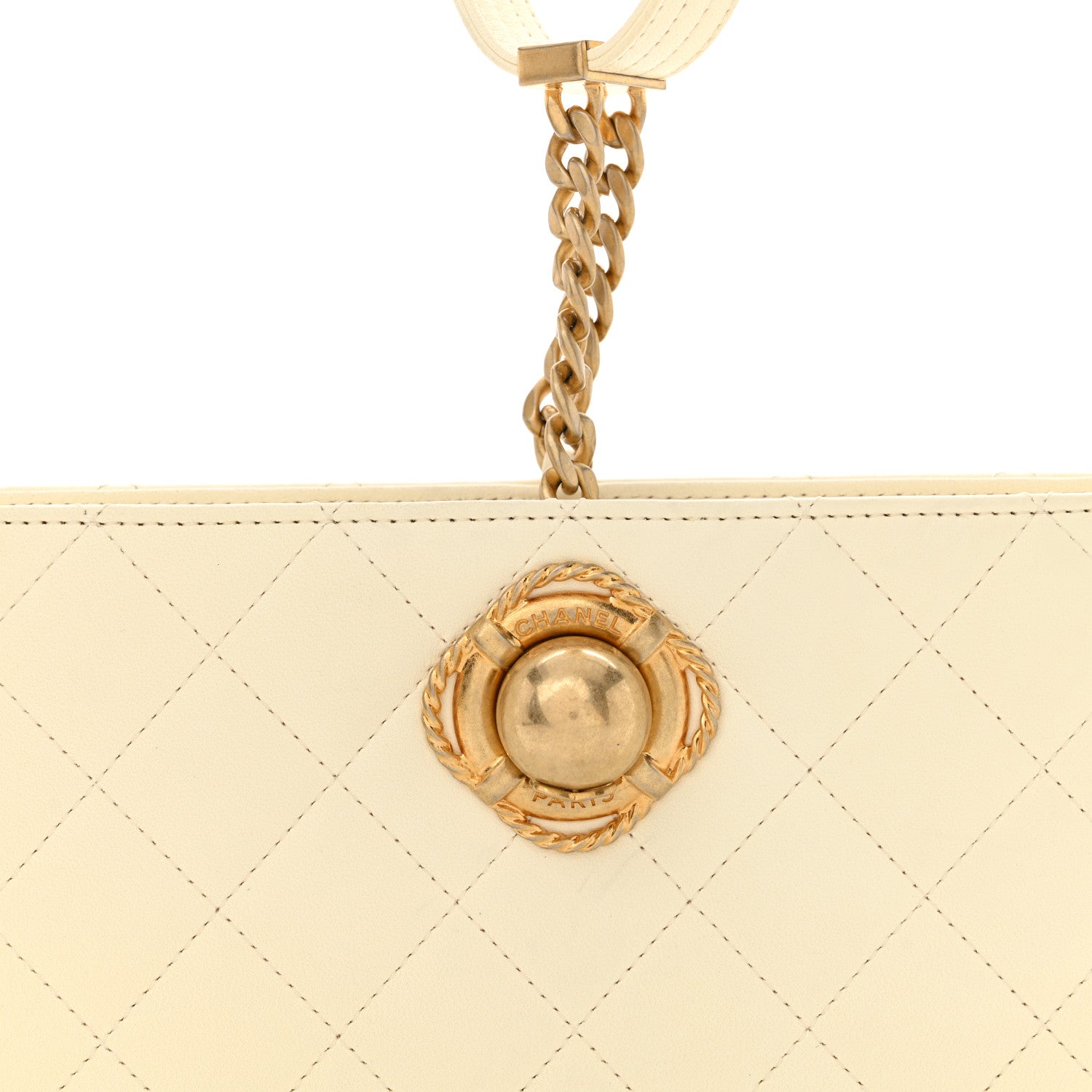 Lambskin Quilted Evening By The Sea Clutch  White