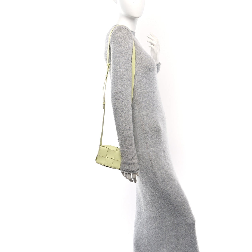 Lambskin Maxi Intrecciato Extra Mini Cassette Crossbody Bag Lemon Washed
