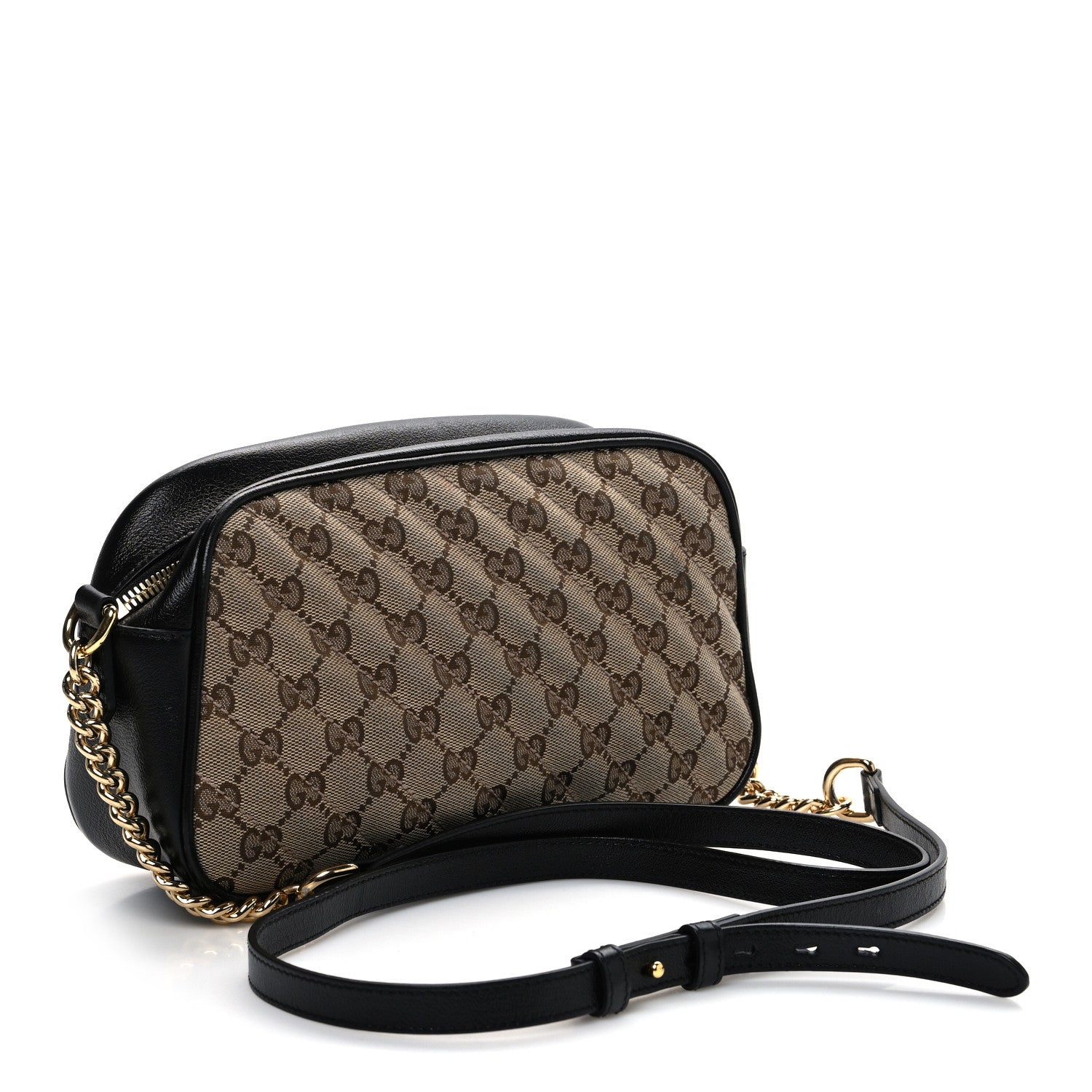 Monogram Matelasse Diagonal Small GG Marmont Chain Shoulder Bag Beige Black