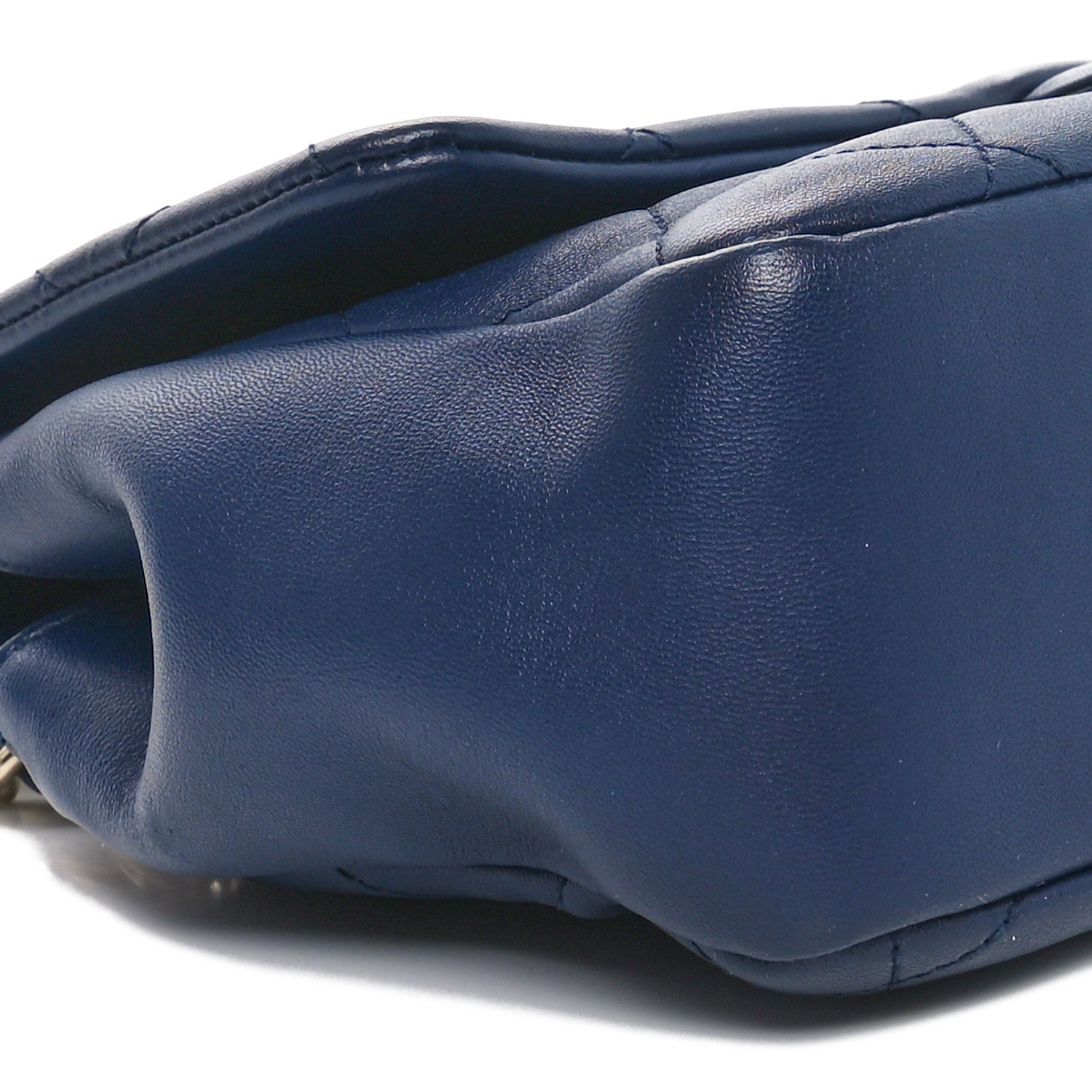 Lambskin Quilted Resin Bi-Color Chain Flap Bag Navy