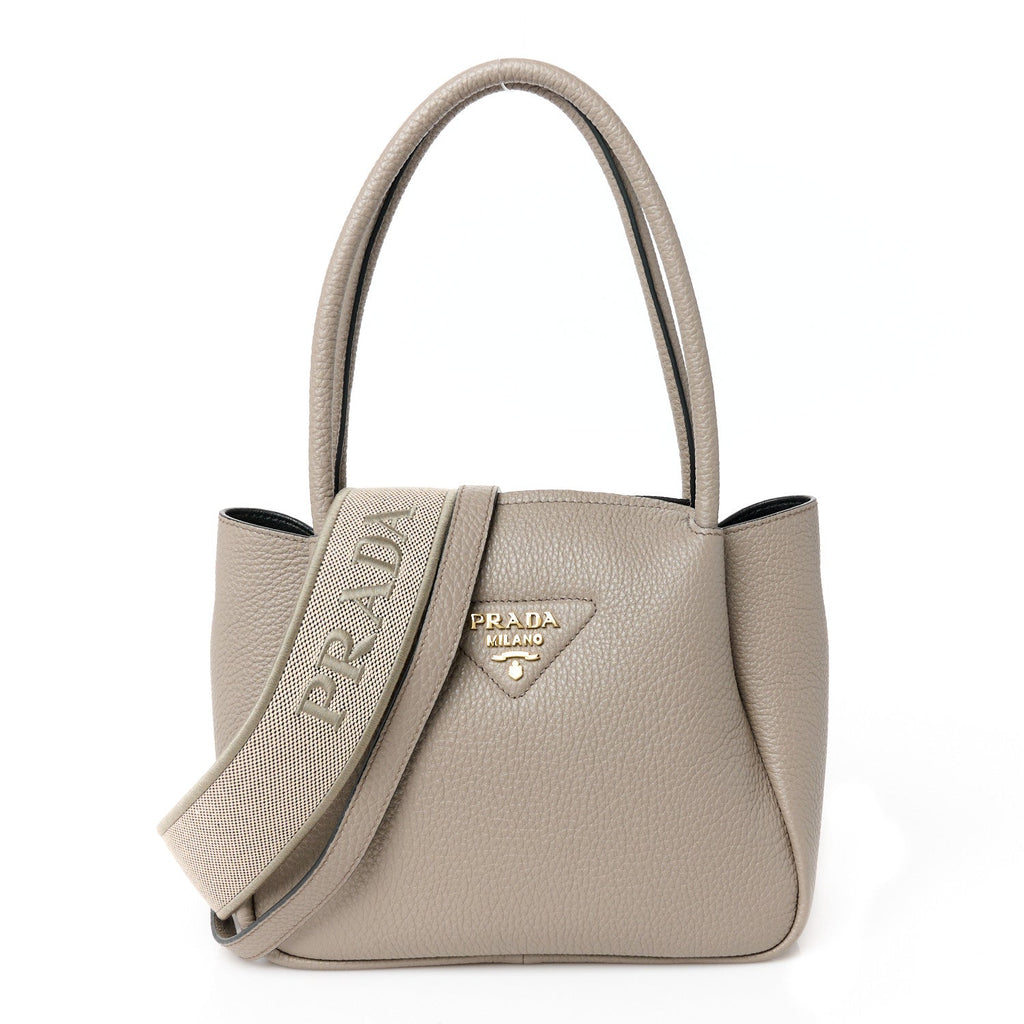 Vitello Daino Soft Mini Zippered Top Handle Bag Argilla