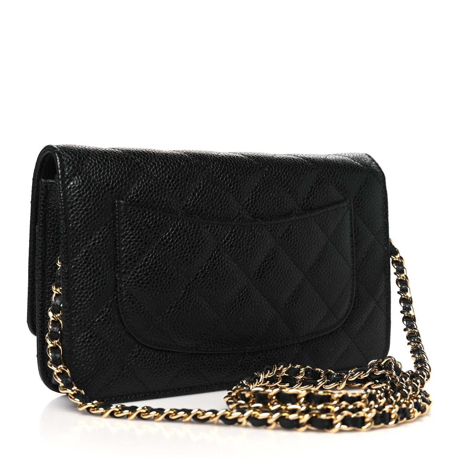 Caviar Quilted Wallet on Chain WOC Black