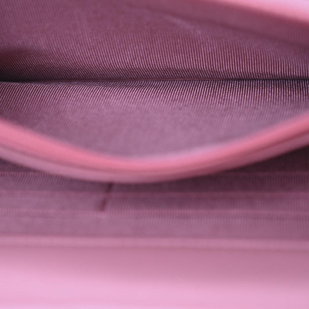 Lambskin Quilted Wallet On Chain WOC Pink