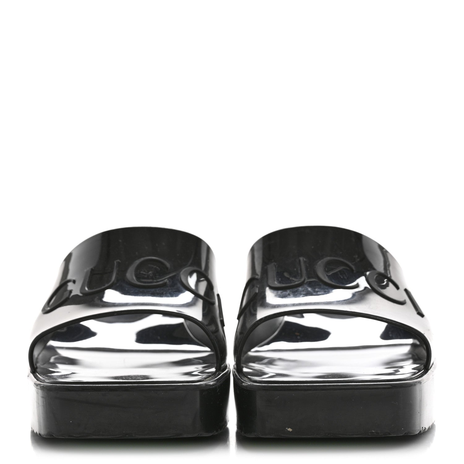 Rubber Gucci Logo Womens Platform 20/60mm Slide Sandals 37 Black