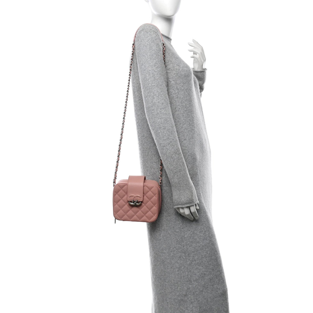Lambskin Quilted Mini CC Box Camera Bag Pink