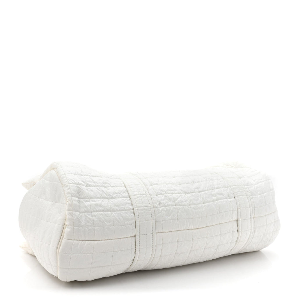 Nylon Gloria Quilted Travel Bag Milky White