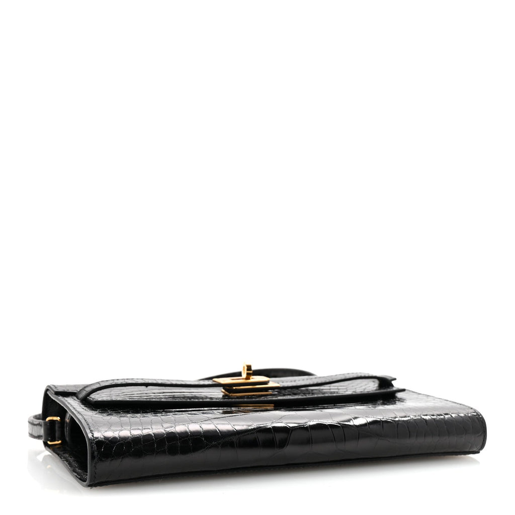 Shiny Alligator Kelly Wallet To Go Black