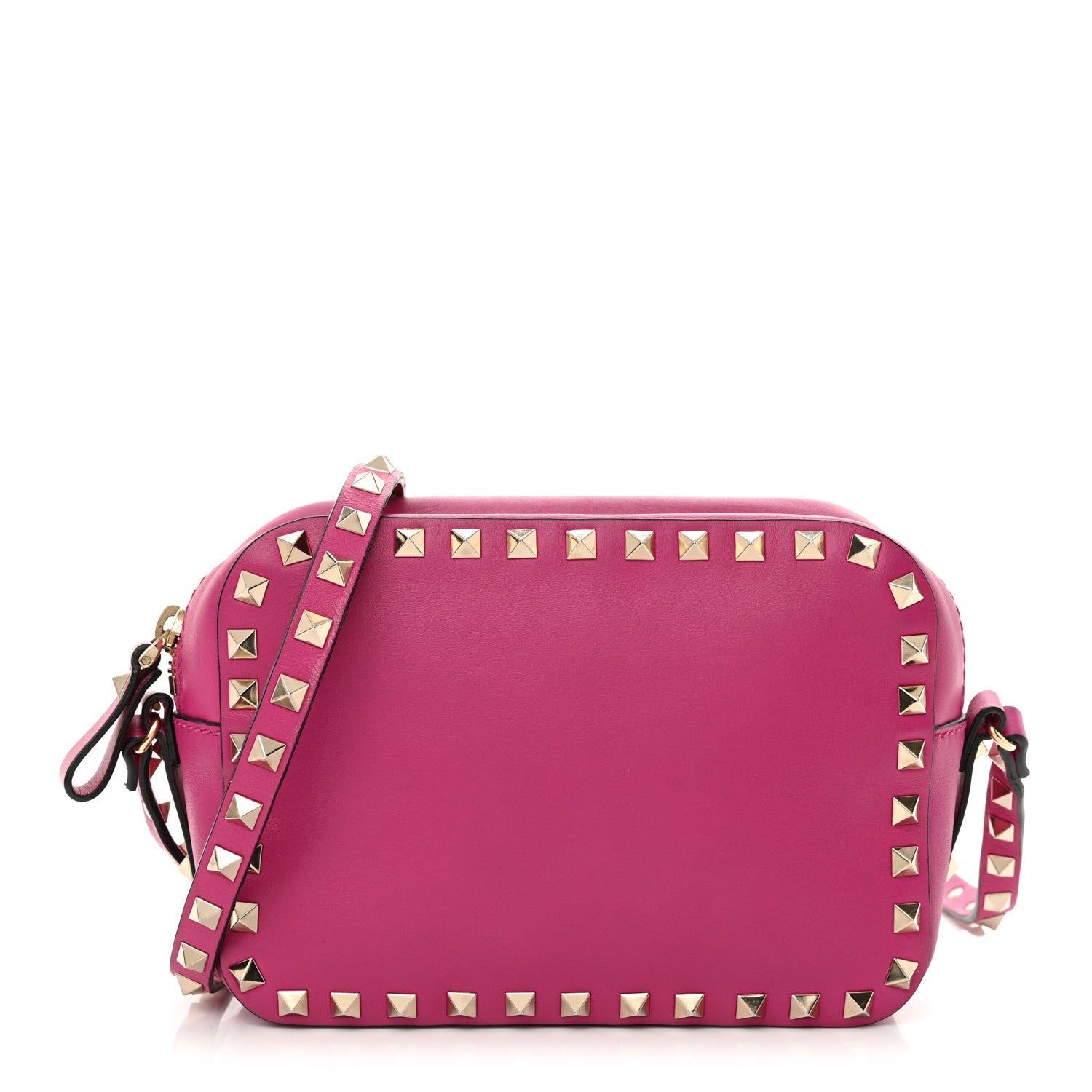 Calfskin Rockstud Camera Crossbody Bag Rose Violet