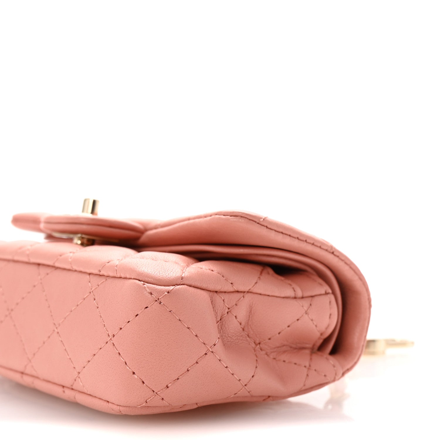 Lambskin Quilted Mini Double Flap With Hook Coral