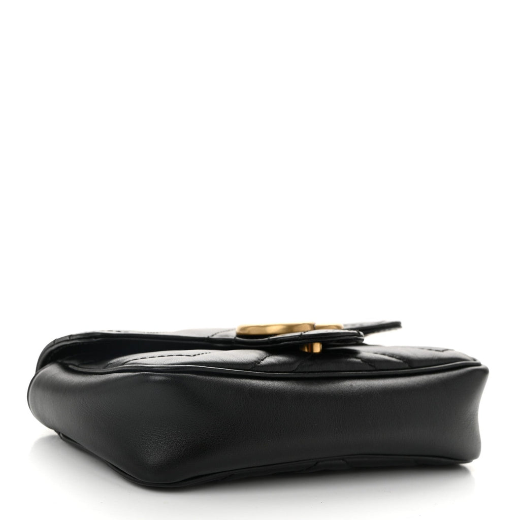 Calfskin Matelasse Super Mini GG Marmont Shoulder Bag Black