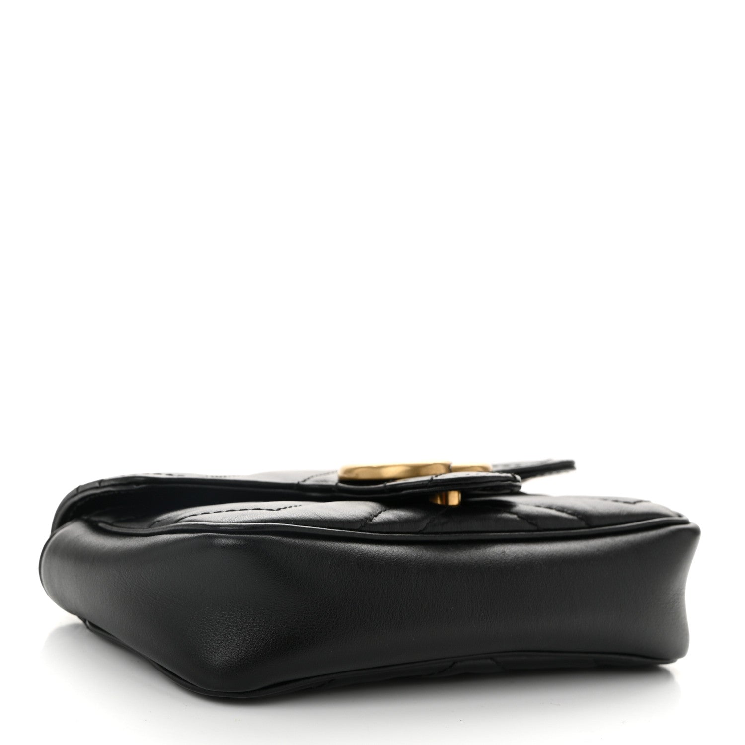 Calfskin Matelasse Super Mini GG Marmont Shoulder Bag Black