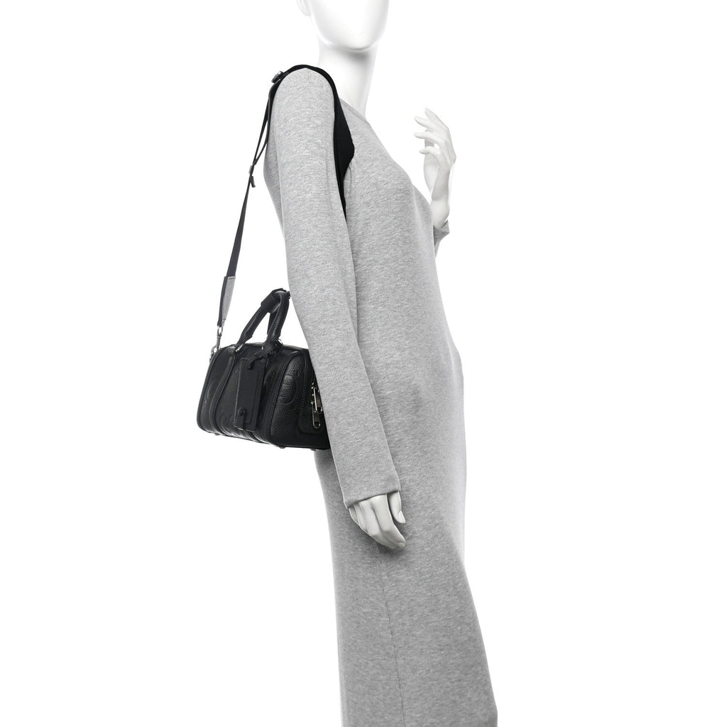 Piuma Calfskin Jumbo GG Embossed Mini Duffle Bag Black