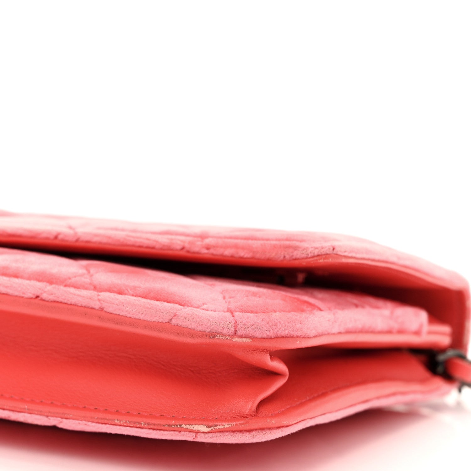 Velvet Quilted Wallet On Chain WOC Coral