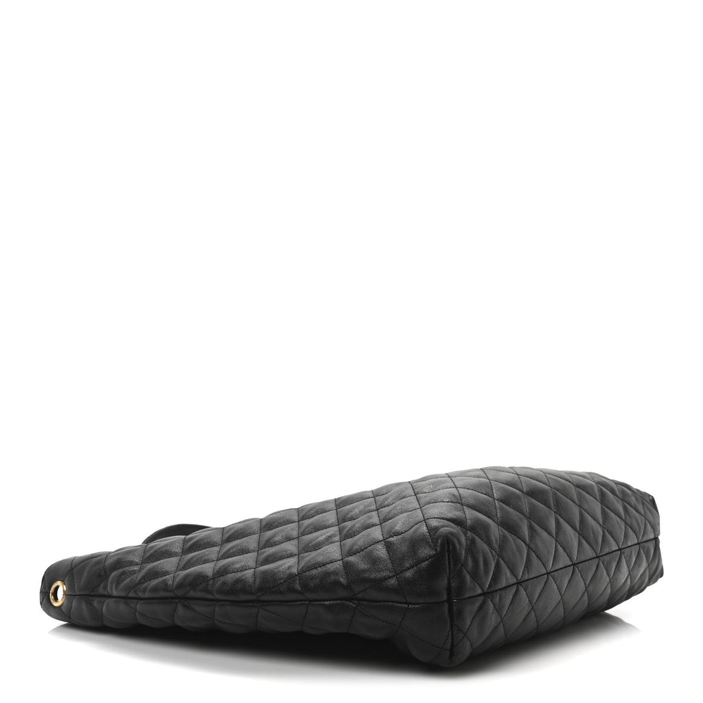 Lambskin Quilted Maxi Icare Shopping Tote Black