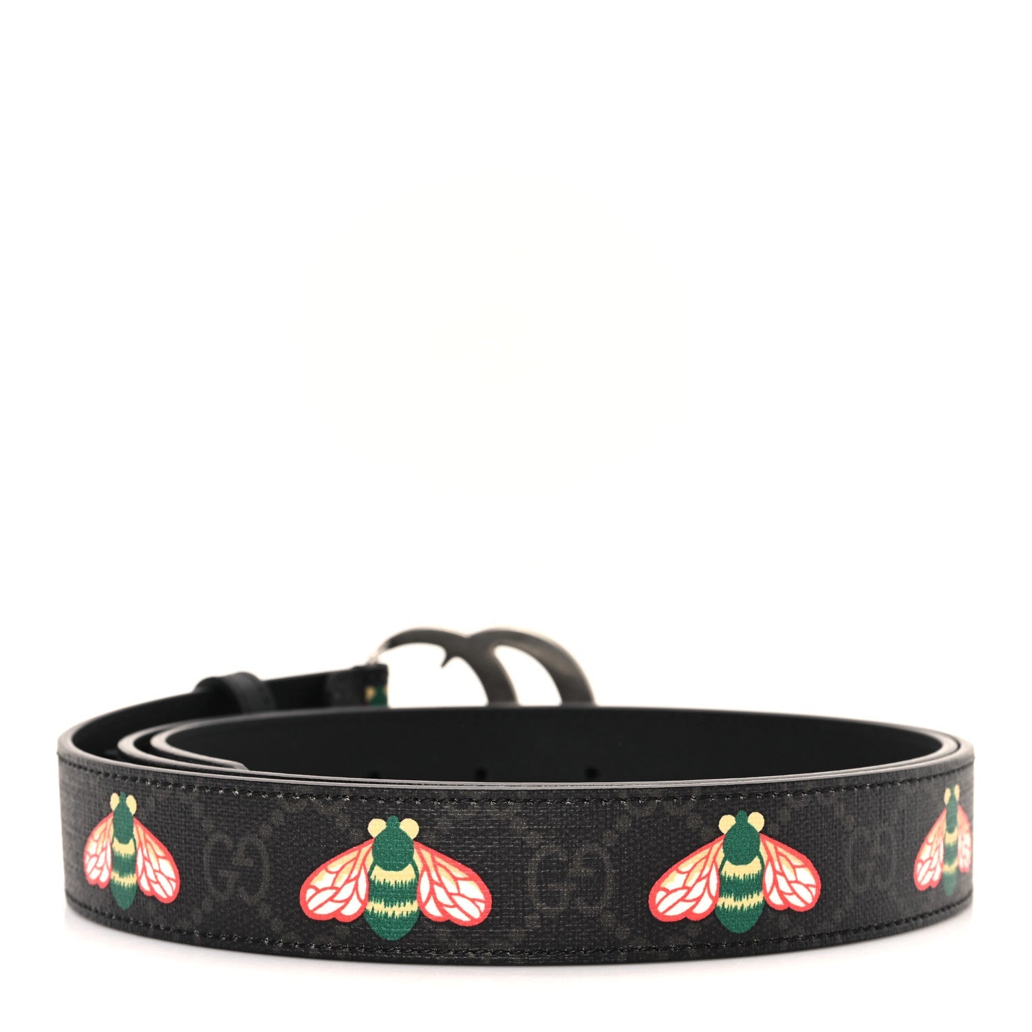 GG Supreme Monogram Bee Multicolor Appia Calfskin 30mm Belt 110 44 Black