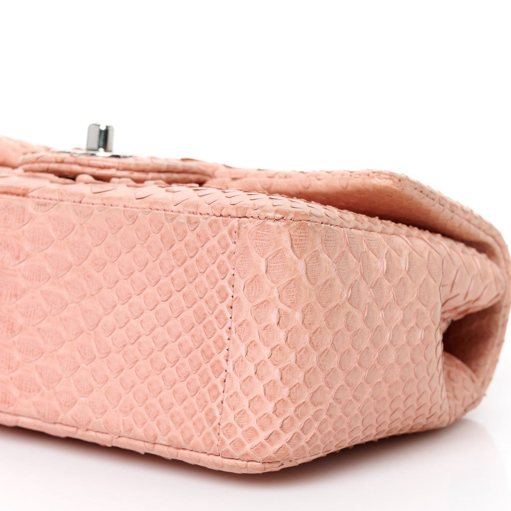 Snakeskin Mini Rectangular Flap Pink