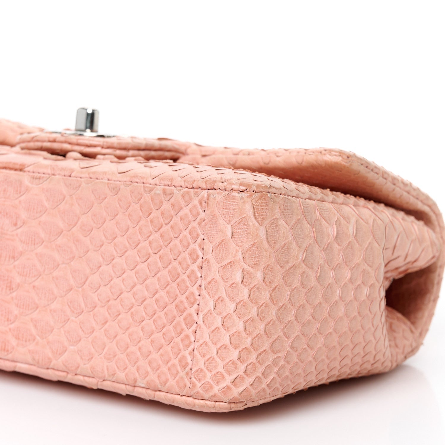 Snakeskin Mini Rectangular Flap Pink