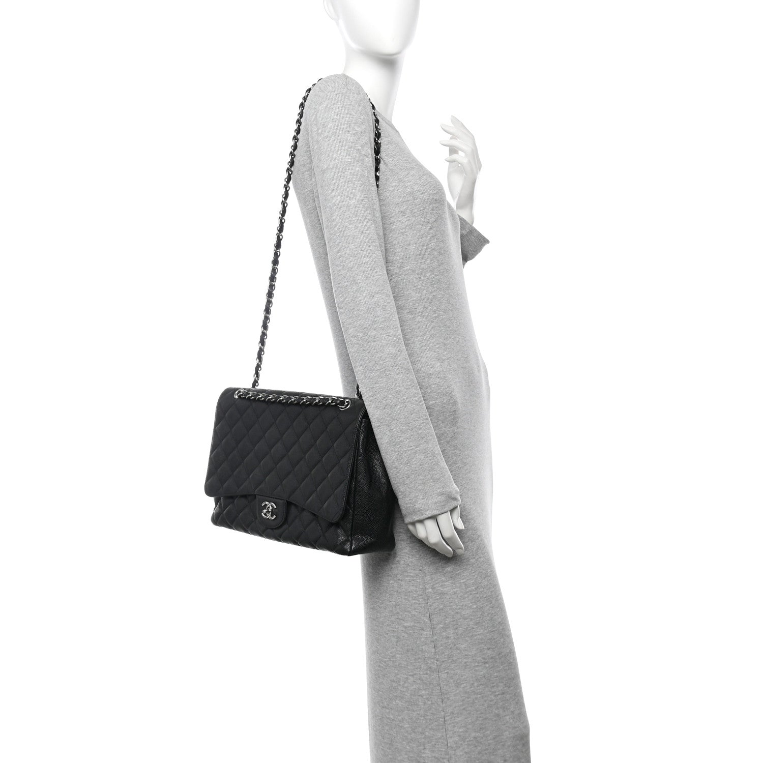 Caviar Quilted Maxi Single Flap Black