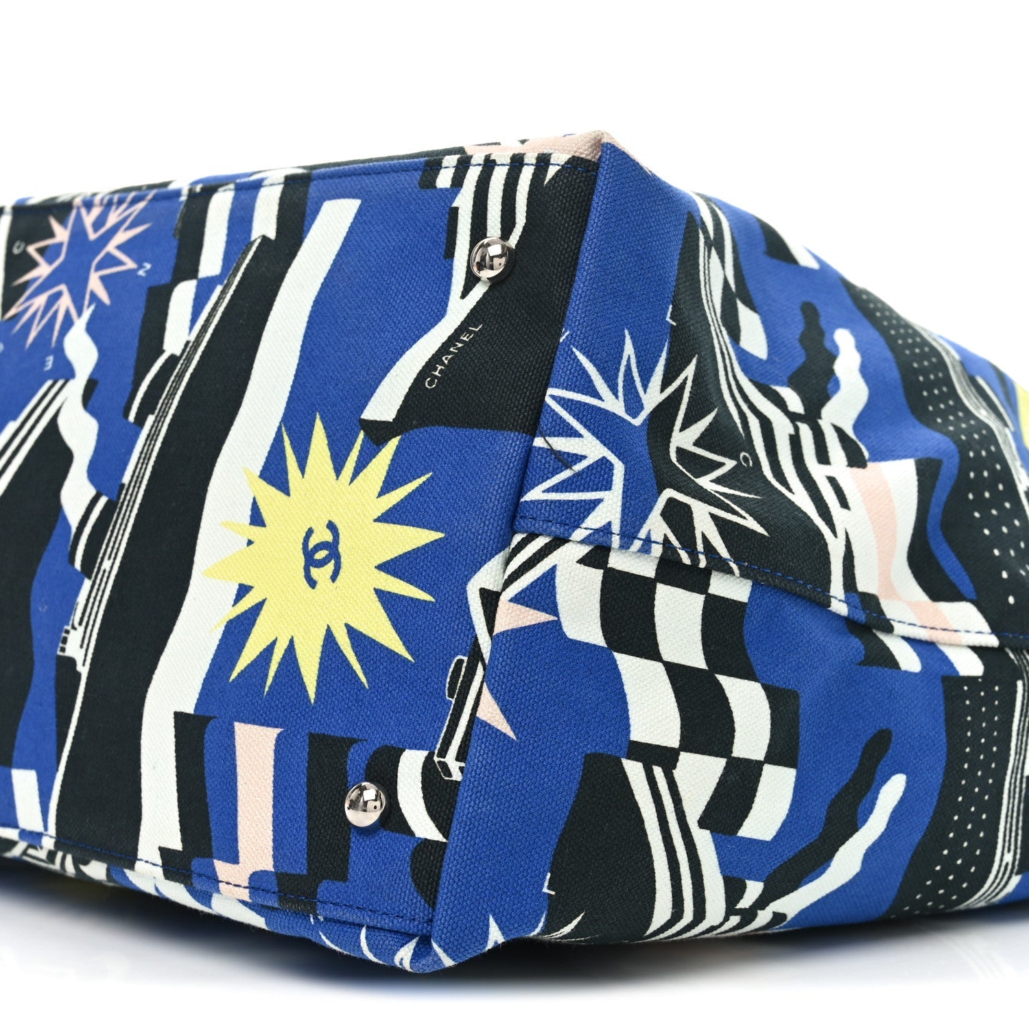 Canvas Cruise Print Tote Pink Blue Black