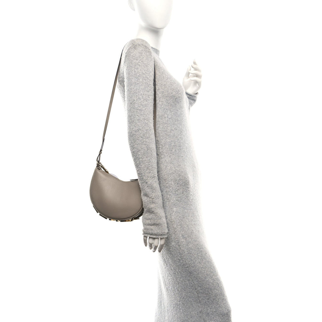 Vitello Grace Matte Mini Fendigraphy Hobo Bag Tortora