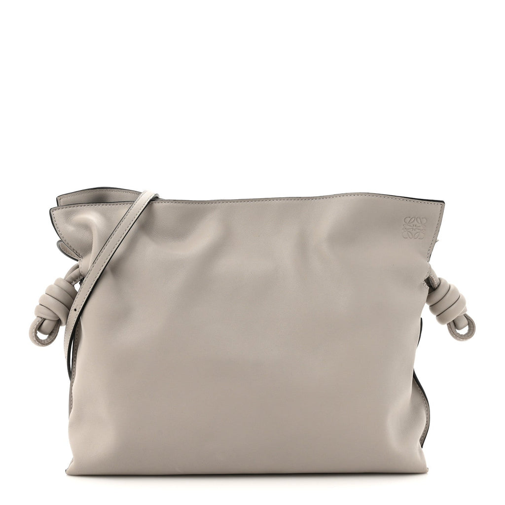 Mellow Nappa Medium Flamenco Knot Clutch Ghost