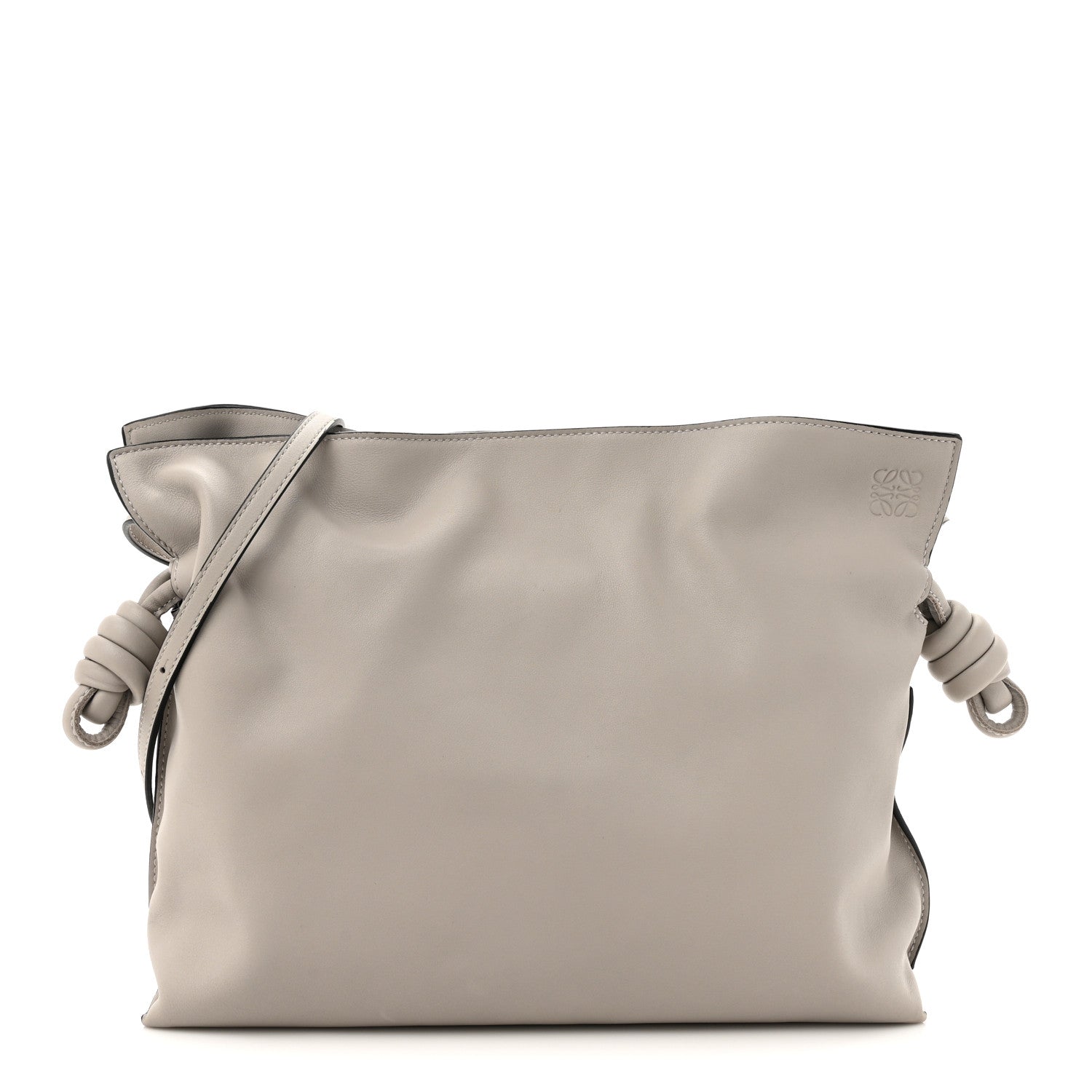Mellow Nappa Medium Flamenco Knot Clutch Ghost