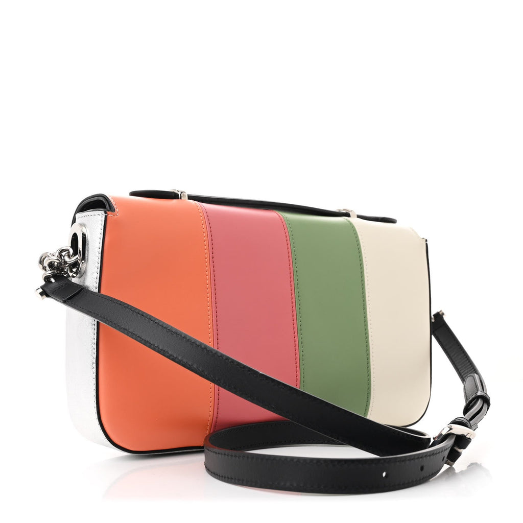 Senna Calfskin Petite GG Top Handle Shoulder Bag Mystic White Silver Multicolor