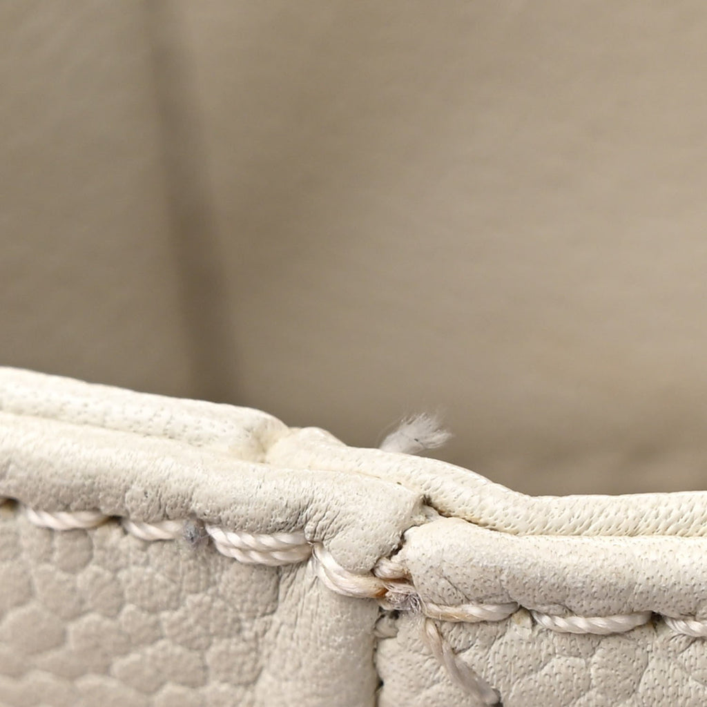 Caviar Quilted Petit Shopping Tote PST White