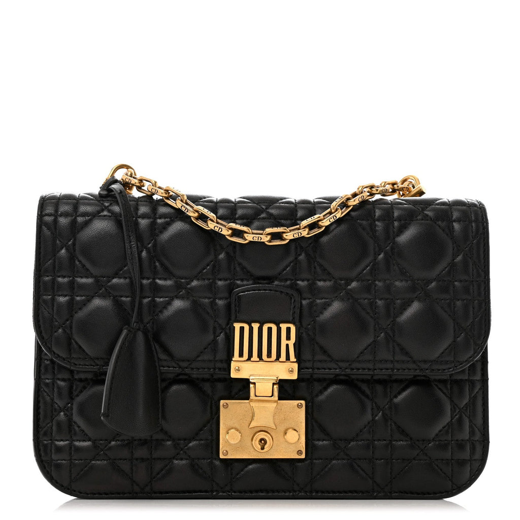 Lambskin Cannage Large Dioraddict Flap Bag Black