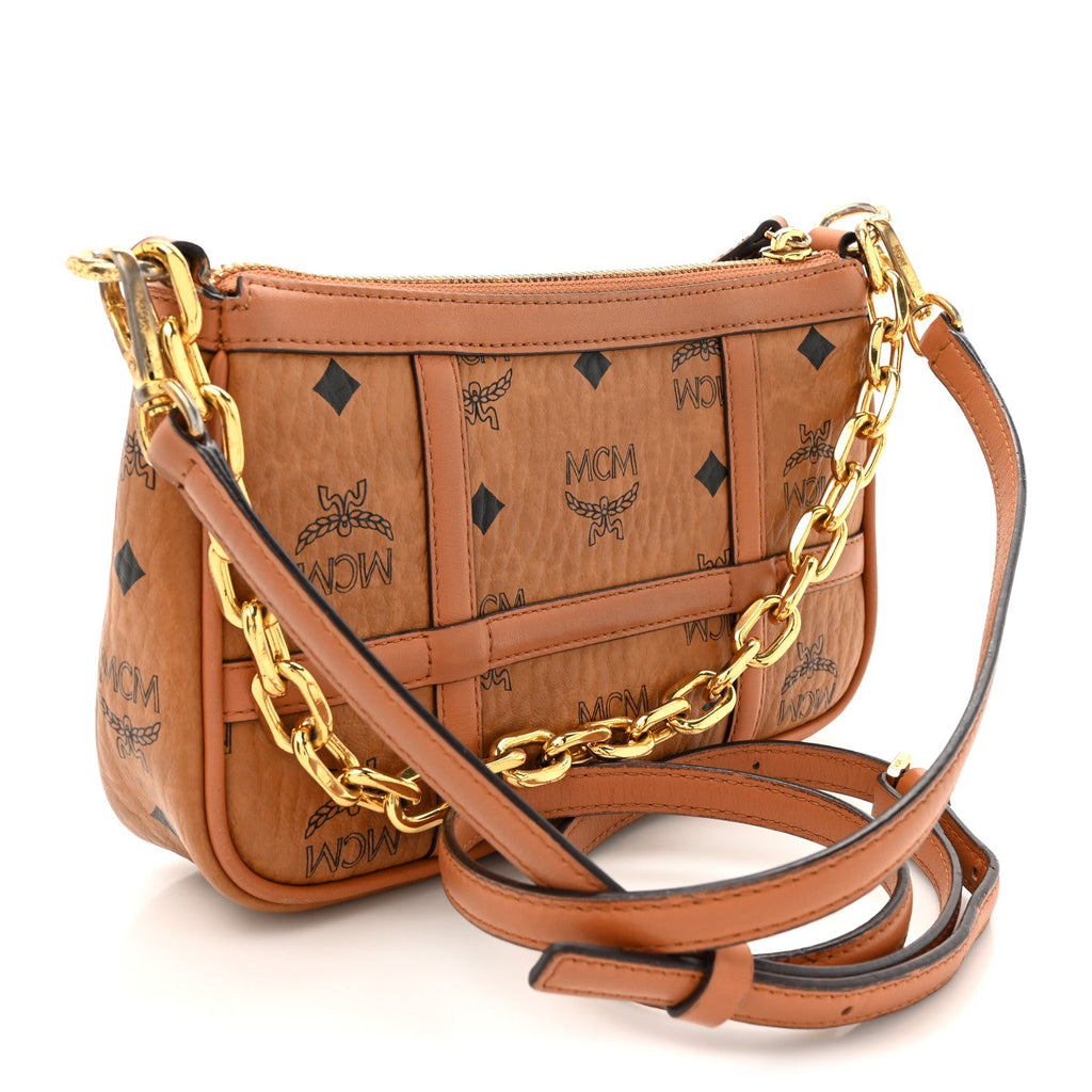 Visetos Nappa Mini Delmy Chain Shoulder Bag Cognac
