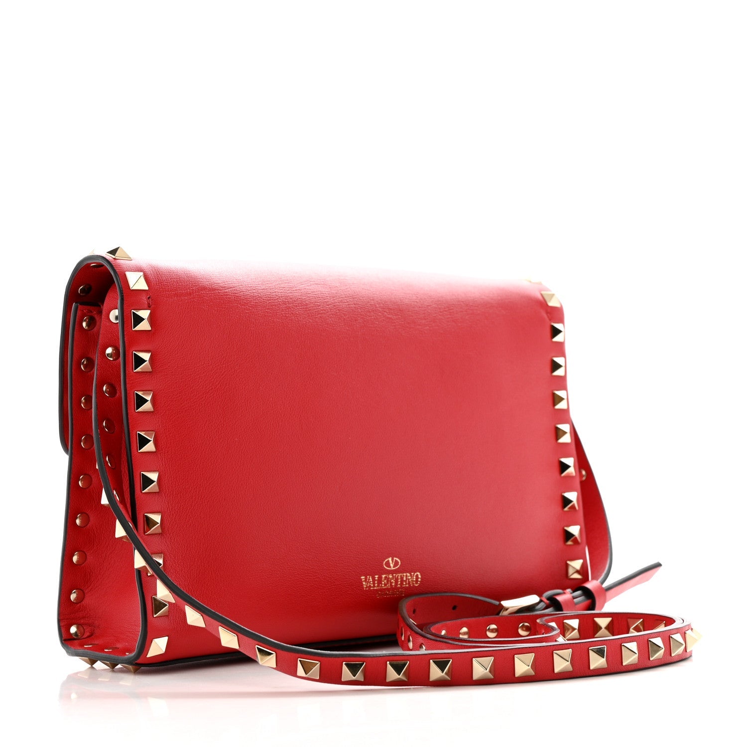 Vitello Medium Rockstud Flip Lock Crossbody Bag Rosso Valentino