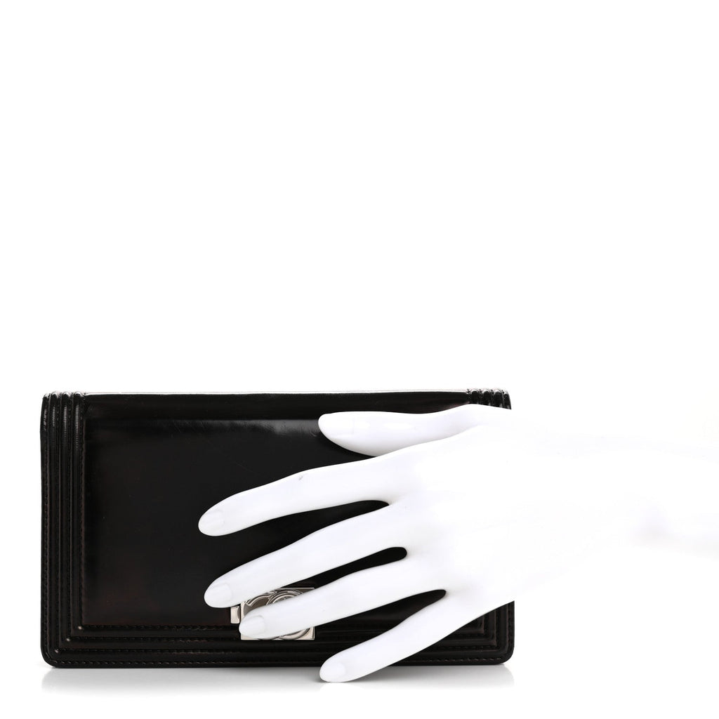 Glazed Calfskin Boy Yen Wallet Black